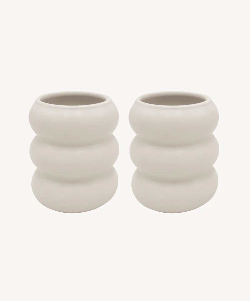 „Wave“ Keramik Becher Beige
