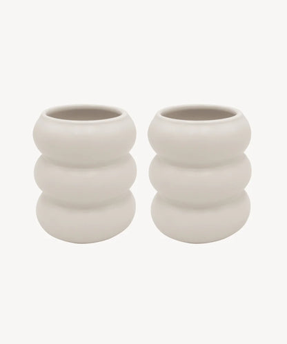 „Wave“ Keramik Becher Beige