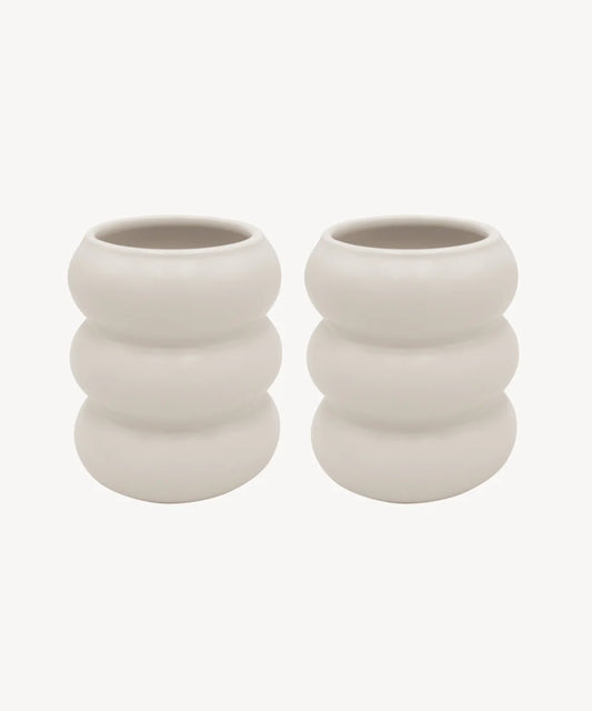 „Wave“ Keramik Becher Beige